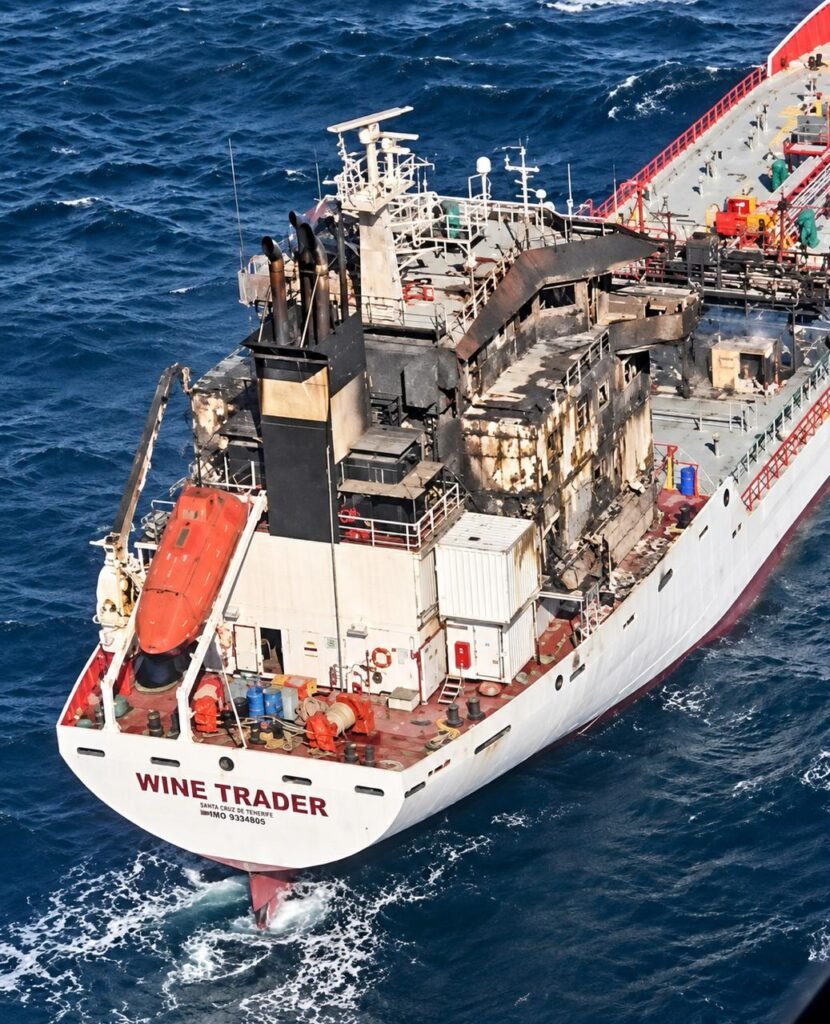 Folgen eines Drohnenangriffs auf das Schiff „Wine Trader“